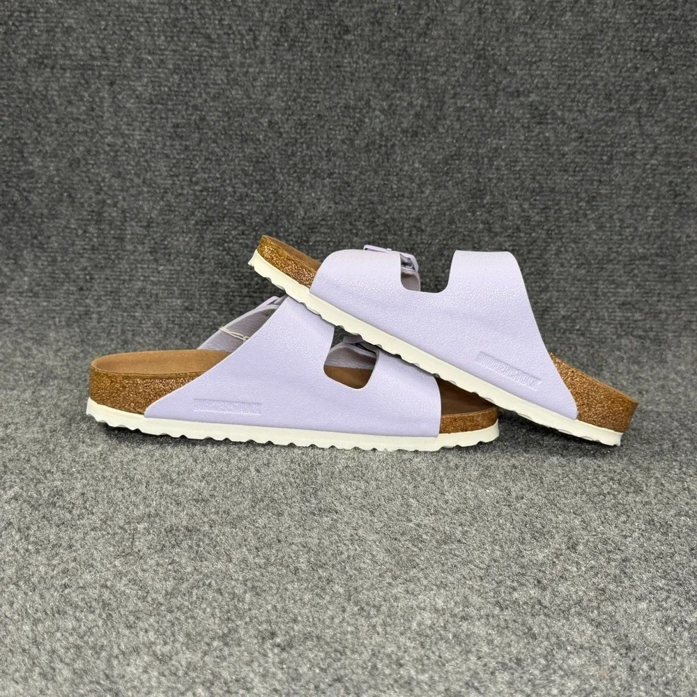 Birkenstock Arizona Sandal Womens 7 Lavender Fog Birkibuc Buckle Slide Flip Flop